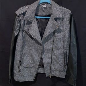 H&M moto tweed with faux leather